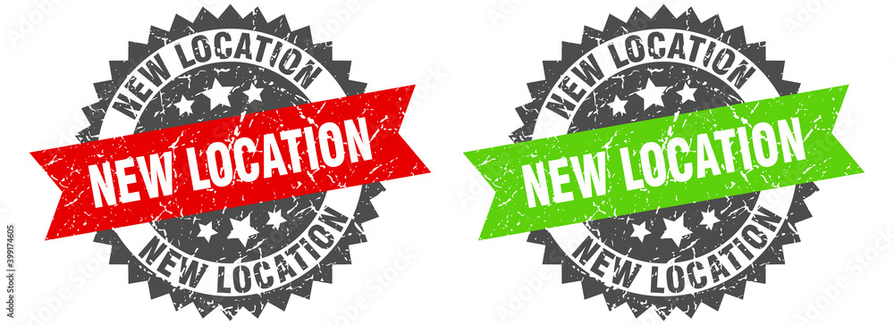 Obraz premium new location band sign. new location grunge stamp set