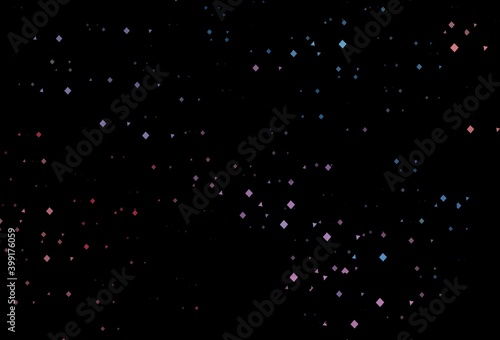 Dark blue, red vector template with crystals, circles, squares.