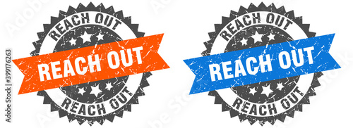 reach out band sign. reach out grunge stamp set