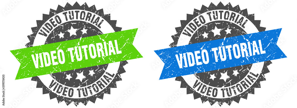 Obraz premium video tutorial band sign. video tutorial grunge stamp set