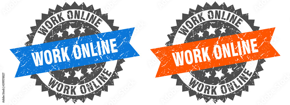 Obraz premium work online band sign. work online grunge stamp set