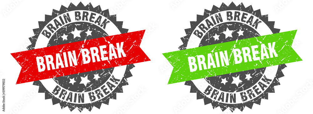 Obraz premium brain break band sign. brain break grunge stamp set