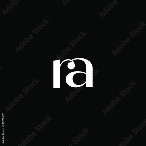 R A letter logo abstract design on black color background. ra monogram