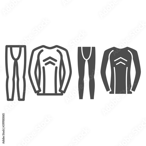 Thermal underwear line and solid icon, Winter clothes concept, pants and longsleeve sign on white background, Thermal underwear set icon in outline style for mobile and web design. Vector graphics.