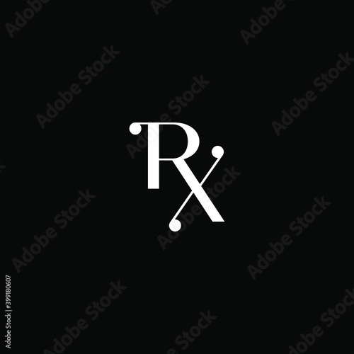 R X letter logo abstract design on black color background. rx monogram