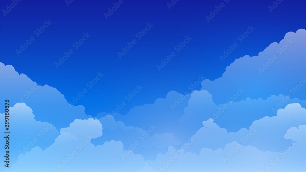 Blue sky with clouds and fog below Blue sky with clouds and fog below