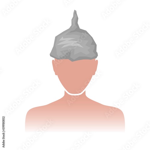 Foil hat man icon, person who believes in conspiracy theories