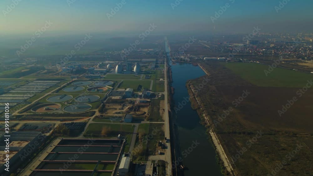 Aerial view around a sewage treatment plant Aerial view around a sewage treatment plant