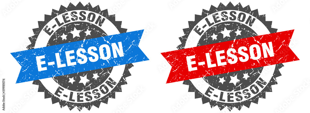 Obraz premium e-lesson band sign. e-lesson grunge stamp set