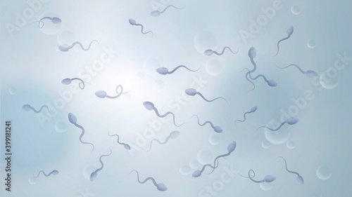 Scientific illustration with sperm, spermogram and reproductive health concept
