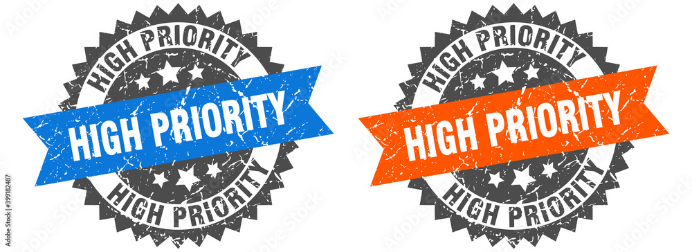 Obraz premium high priority band sign. high priority grunge stamp set