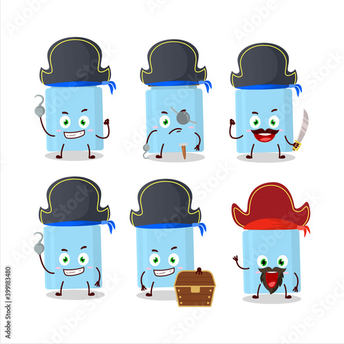 Cartoon character of jar with various pirates emoticons