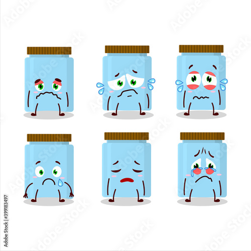 Jar cartoon in character with sad expression