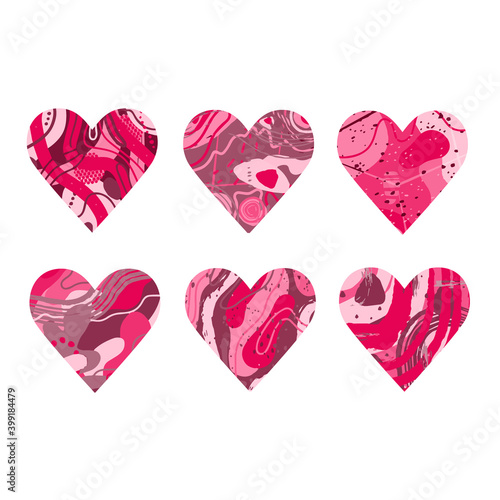 Abstract pink heart with the texture of stone, dots, spots. silhouette in the shape of a heart. Design for Valentine's Day, wedding, medicine. Vector 