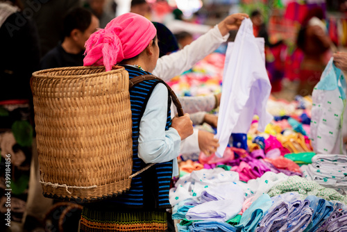  Hmong ethnic minority people exchange of goods at Meo Vac Market, Ha Giang, Viet Nam photo