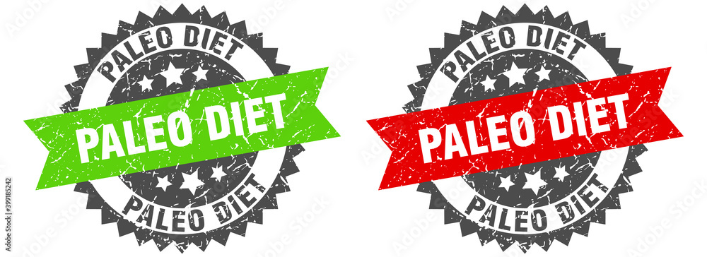 Obraz premium paleo diet band sign. paleo diet grunge stamp set