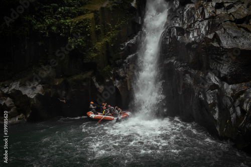 rafting and waterfall