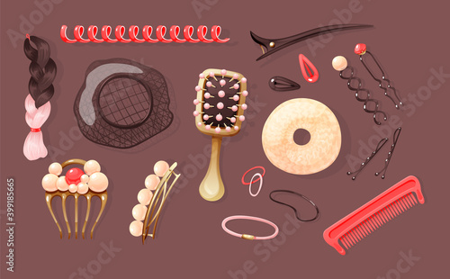 Hairdressers fashionable, beautiful hairpins for styling and hair care.