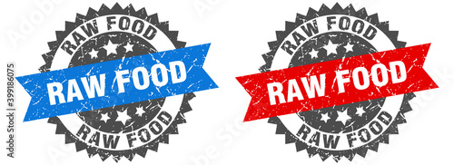 raw food band sign. raw food grunge stamp set