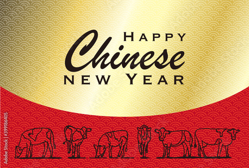 Chinese new year 2021 year of the ox.  Vector illustration.