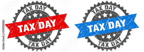 tax day band sign. tax day grunge stamp set