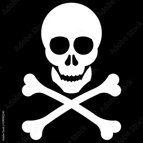 Skull and crossbones are a hazard warning sign. Pirate flag. Jolly Roger.