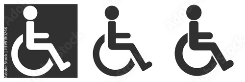 High quality vector illustration of a man on a wheelchair with a disability symbol