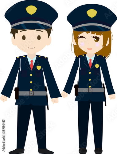 かわいい男女の警備員のイラスト
