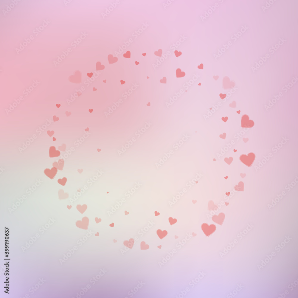 Red heart love confettis. Valentine's day frame fa