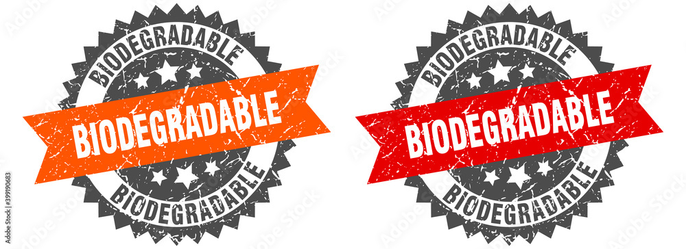 Obraz premium biodegradable band sign. biodegradable grunge stamp set