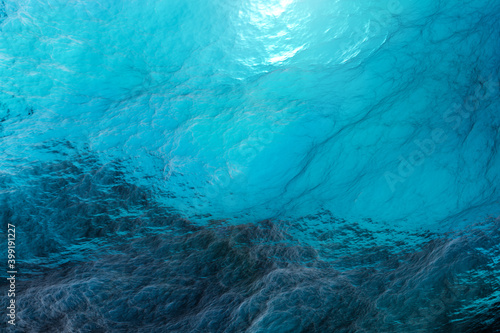 Abstract dark blue background in the form of an underwater. 3D illustration