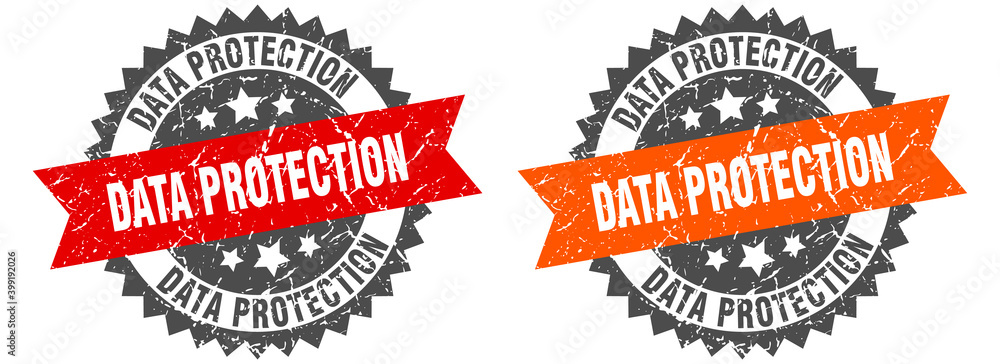 Obraz premium data protection band sign. data protection grunge stamp set