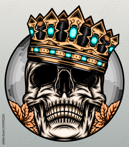 Awesome king skull illustration