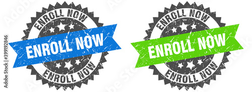 enroll now band sign. enroll now grunge stamp set