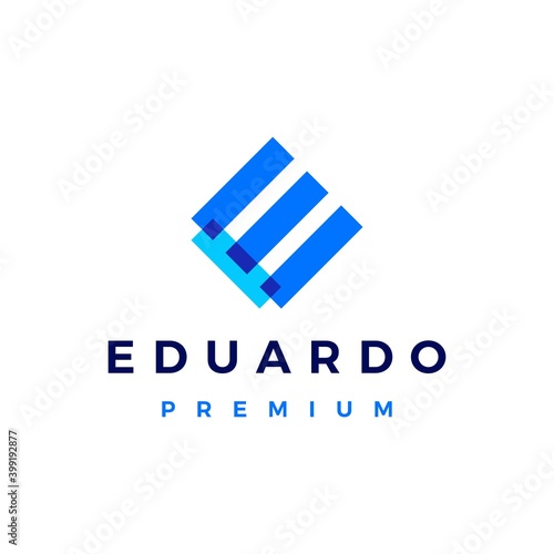 e letter overlapping logo vector icon illustration