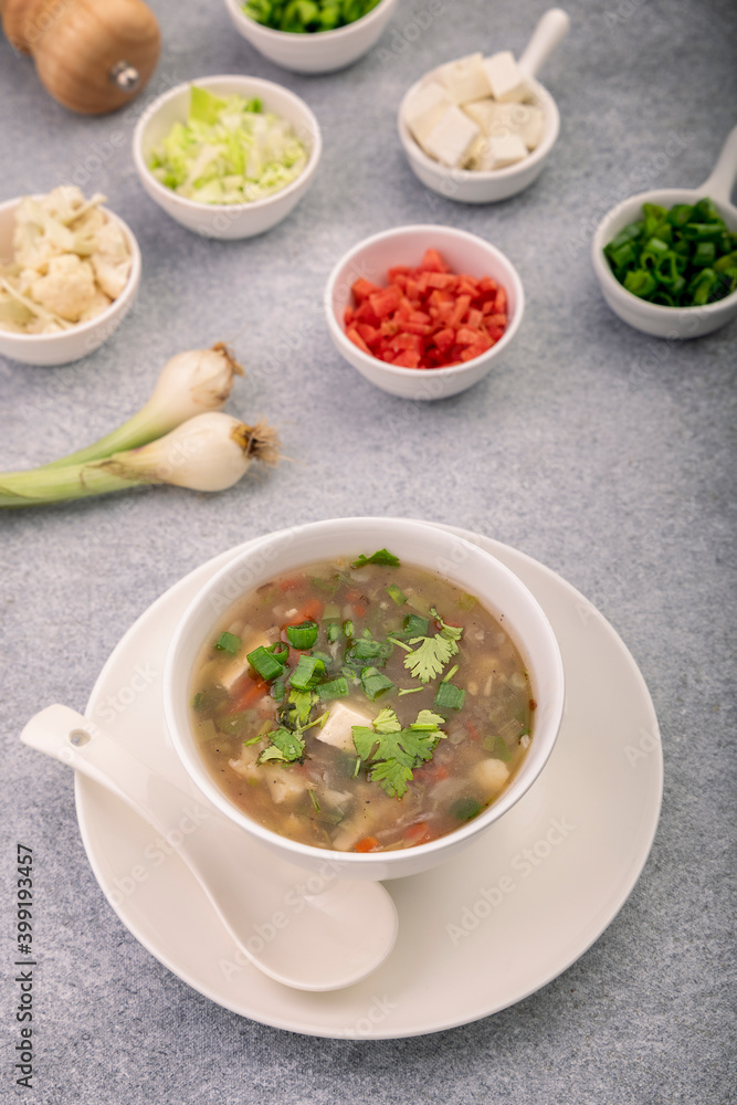 hot vegetable soup in a bowl hot vegetable soup in a bowl