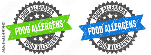 food allergens band sign. food allergens grunge stamp set