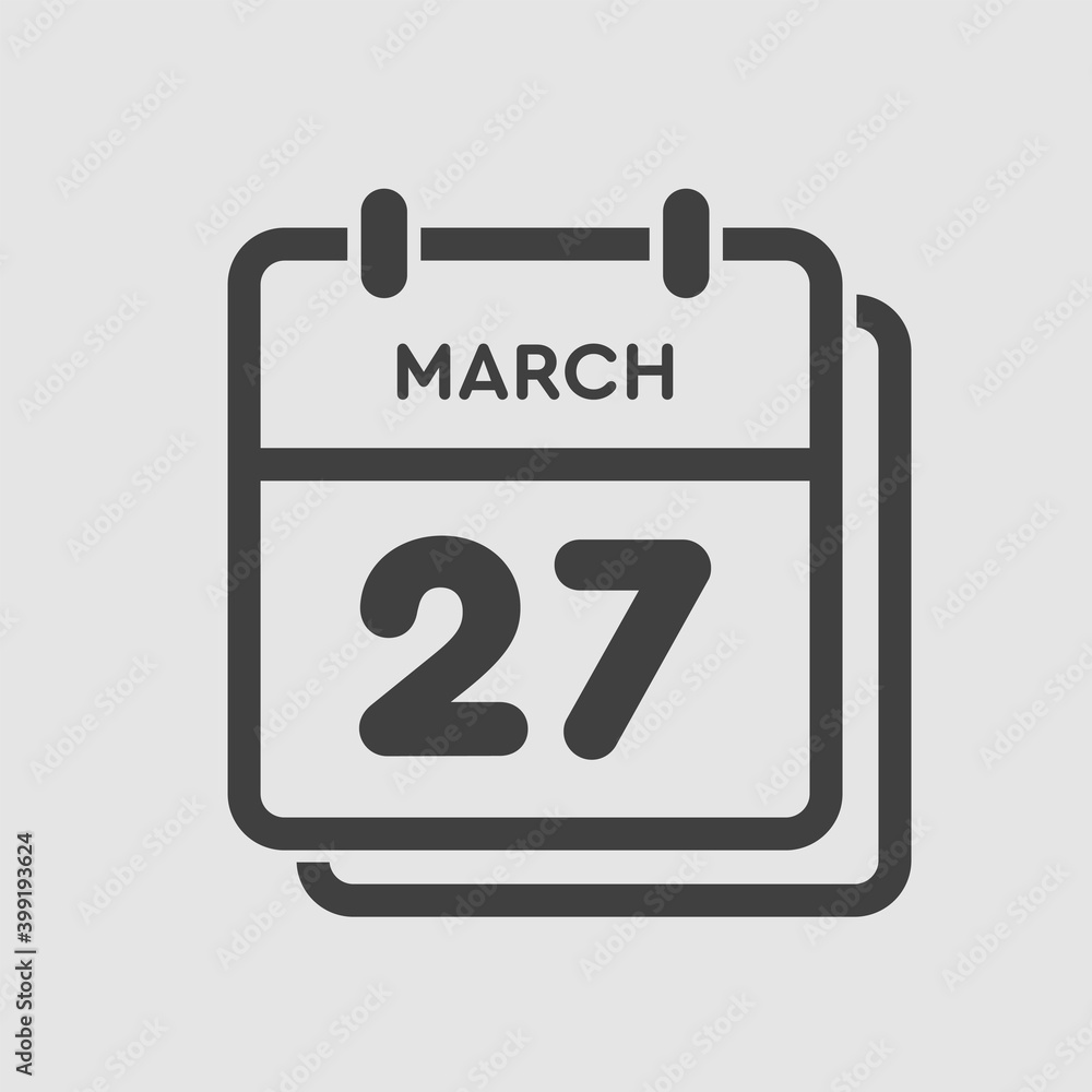 Icon day date 27 March, template calendar page Icon day date 27 March, template calendar page