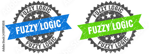 fuzzy logic band sign. fuzzy logic grunge stamp set