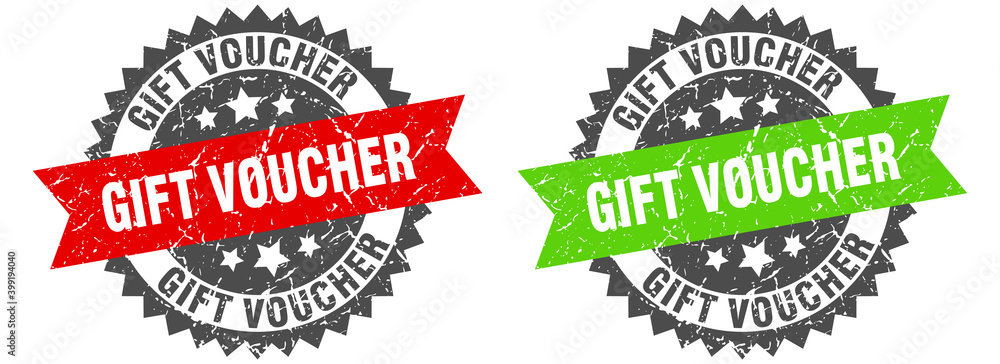 Obraz premium gift voucher band sign. gift voucher grunge stamp set