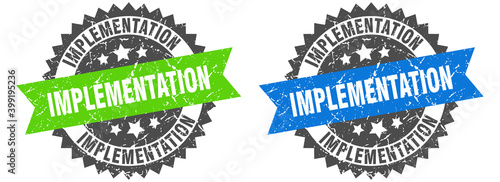 implementation band sign. implementation grunge stamp set