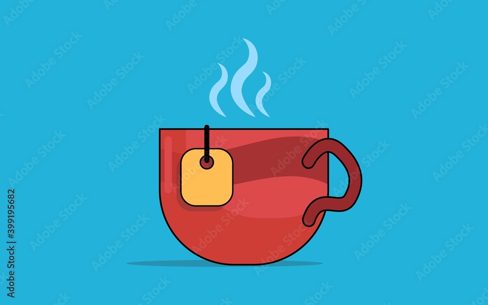 A cup of fragrant tea in a flat style. Vector illustration. A cup of fragrant tea in a flat style. Vector illustration.