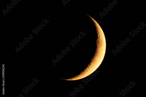 Young Moon photographed through a long focal telescope.