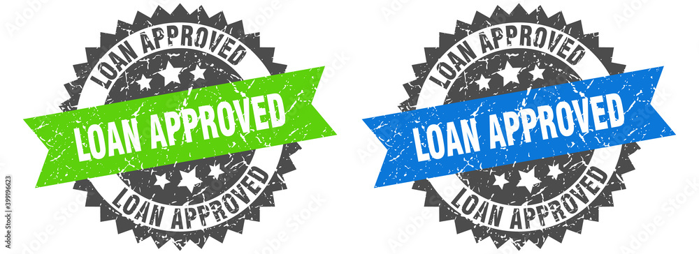 Obraz premium loan approved band sign. loan approved grunge stamp set