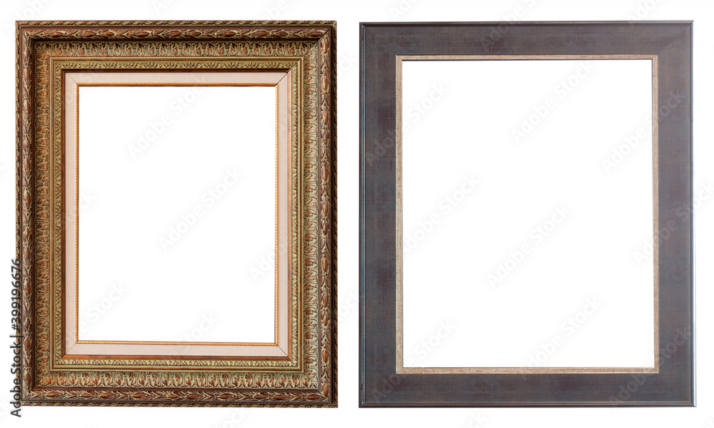 Set of gilded antique picture frames isolated on white background. Set of gilded antique picture frames isolated on white background.