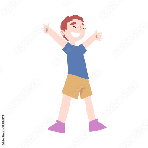 Cute Happy Smiling Little Boy Cartoon Style Vector Illustration on White Background