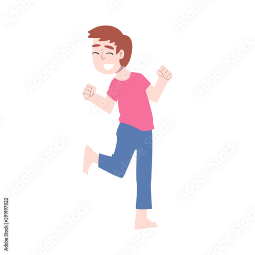 Cute Happy Naughty Boy Having Fun Cartoon Style Vector Illustration
