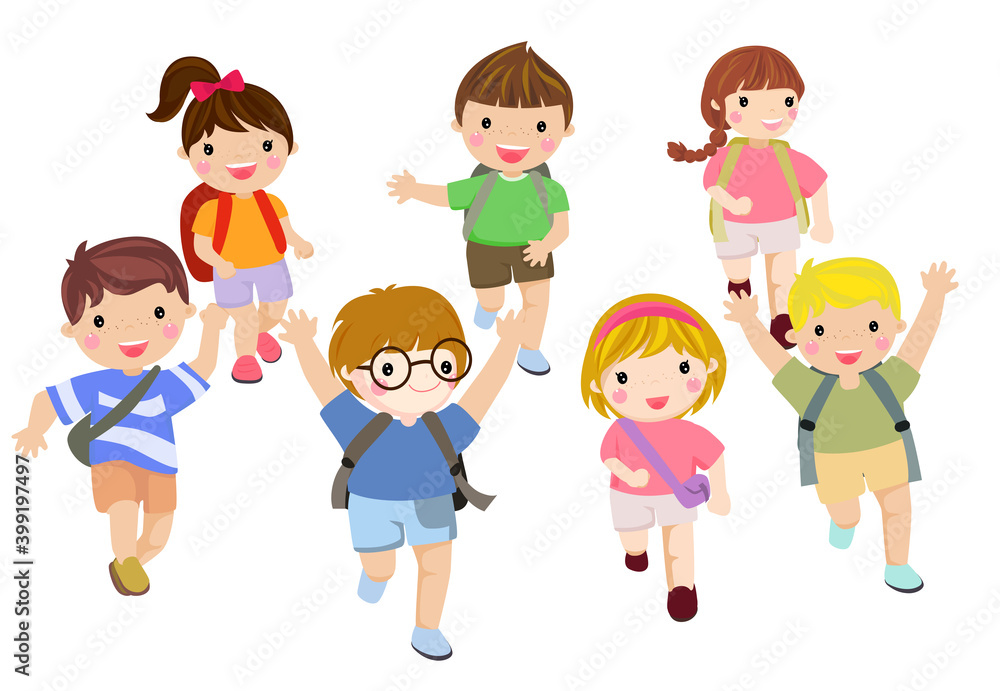 Group of happy children running Group of happy children running