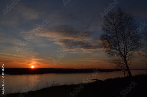 sunset over the river                                                            