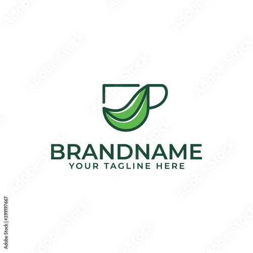 cup and leaf combination for the tea shop logo